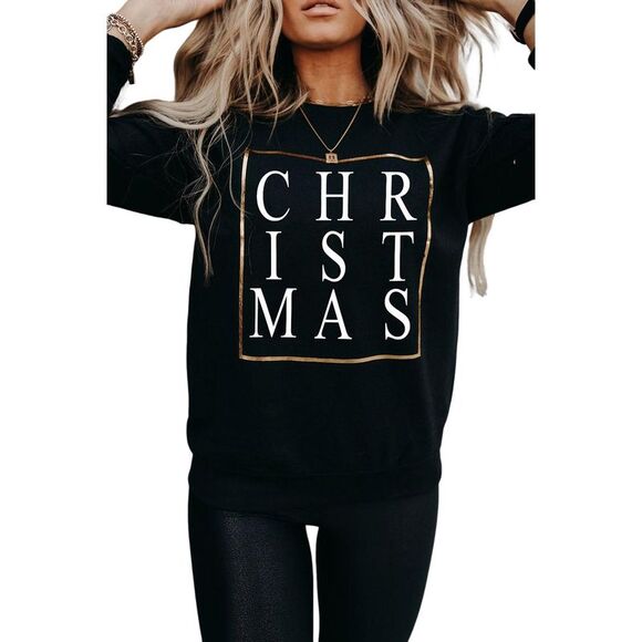 Azura Exchange  Glitter Print Crew Neck Sweatshirt - Picture 5 of 8